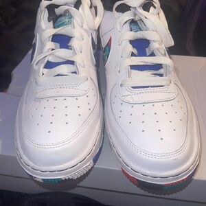 Nike White and Red Sneakers with Chunky Sole